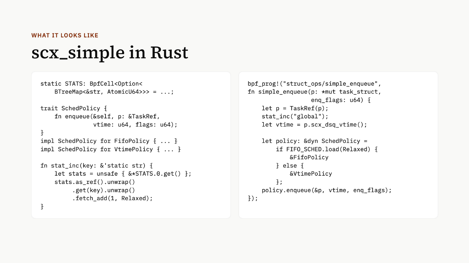 Rust 调度器示例：用 BTreeMap 保存统计数据，通过 dyn Trait 选择调度策略